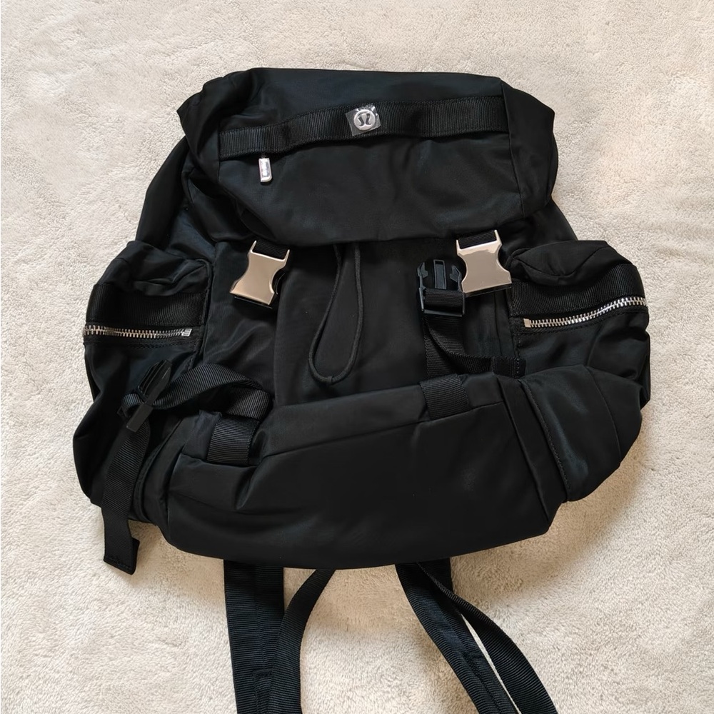 lululemon athletica Black Backpack with Silver Hardware